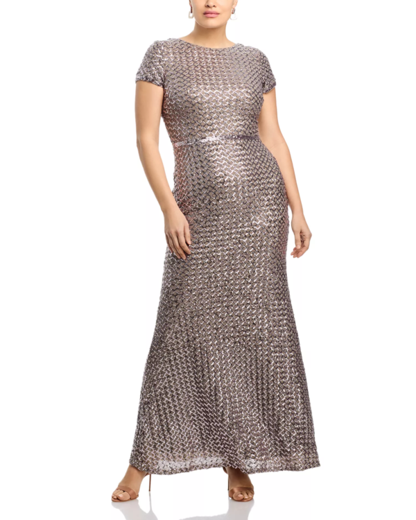 Aqua Women's Belted Sequin Gown - Image 2
