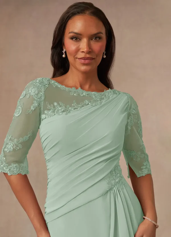 Azazie A-Line/Princess Boat Neck Floor-Length Lace Mother of the Bride or Groom Dresses - Image 2