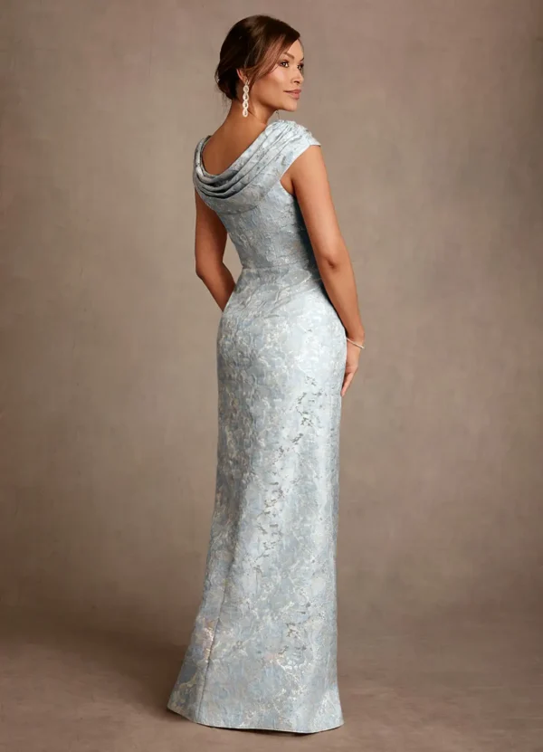 Azazie A-Line/Princess Off the Shoulder Floor-Length Floral Jacquard Mother of the Bride or Groom Dresses - Image 4