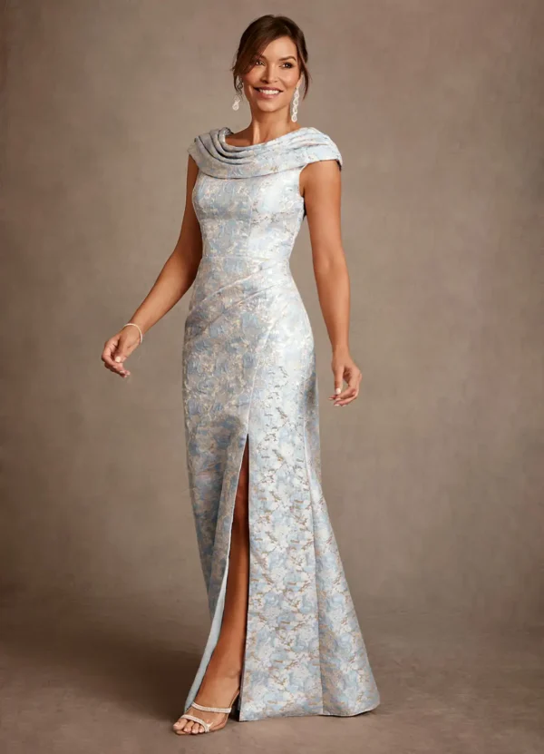 Azazie A-Line/Princess Off the Shoulder Floor-Length Floral Jacquard Mother of the Bride or Groom Dresses