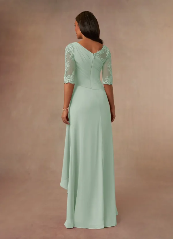 Azazie A-Line/Princess Boat Neck Floor-Length Lace Mother of the Bride or Groom Dresses - Image 3