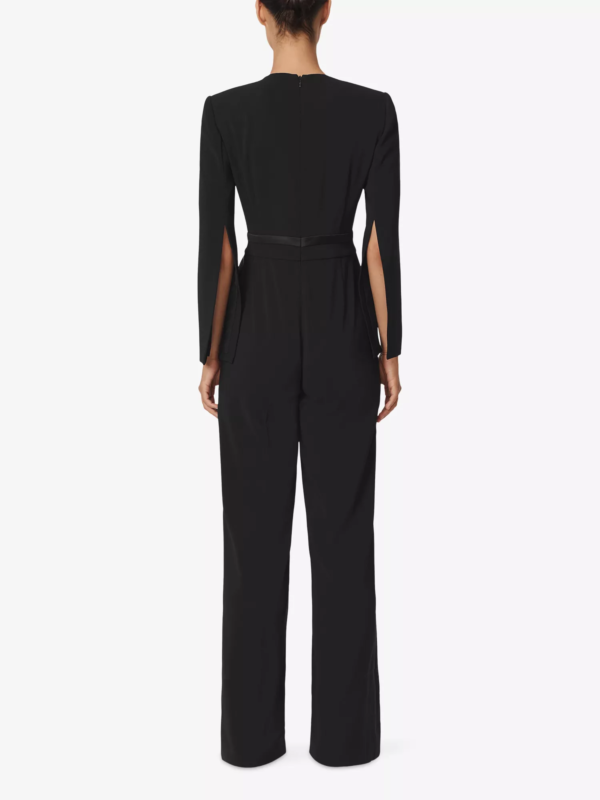 Reiss Womens Black Plunge-neck Split-sleeve Jumpsuit - Image 2