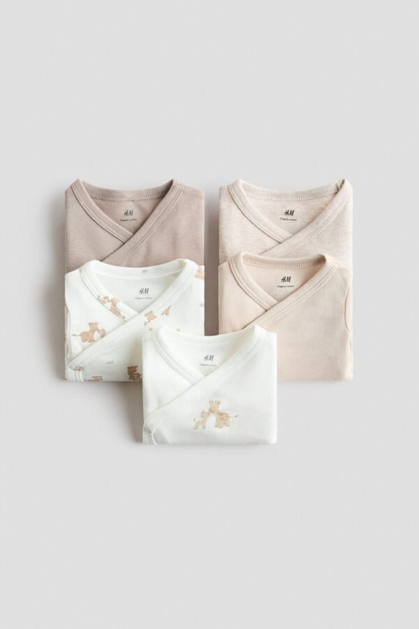 5er-Pack Wickelbodys Weiß/Giraffen - Size: 50 (0-1M) - H&M - Image 2